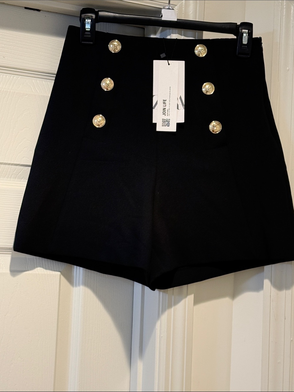 NWT Zara Black High-Waist Sailor Gold Button Hottie SHORTS Nautical Fun Summer S - Picture 6 of 16